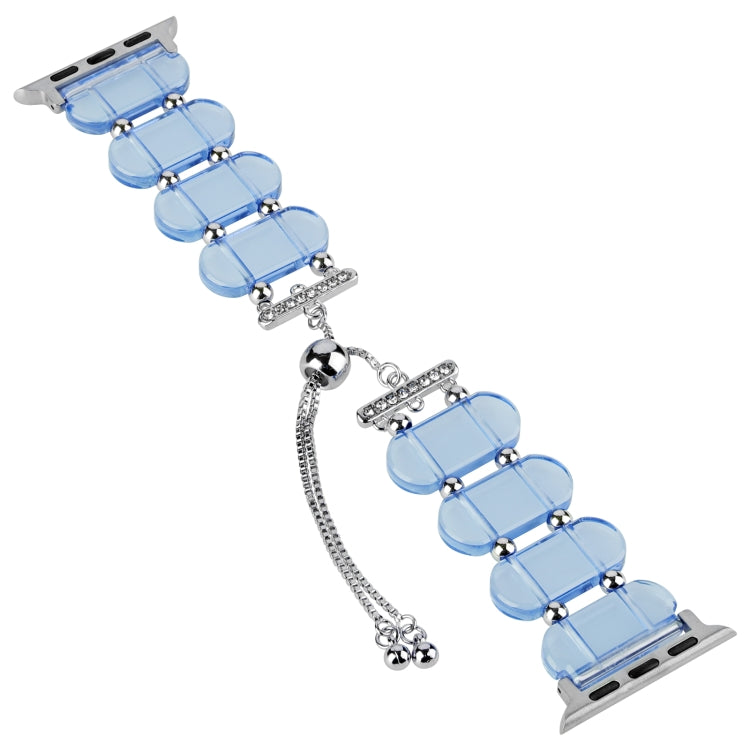 For Apple Watch SE 44mm Resin Retractable Chain Watch Band(Blue) - Watch Bands by PMC Jewellery | Online Shopping South Africa | PMC Jewellery