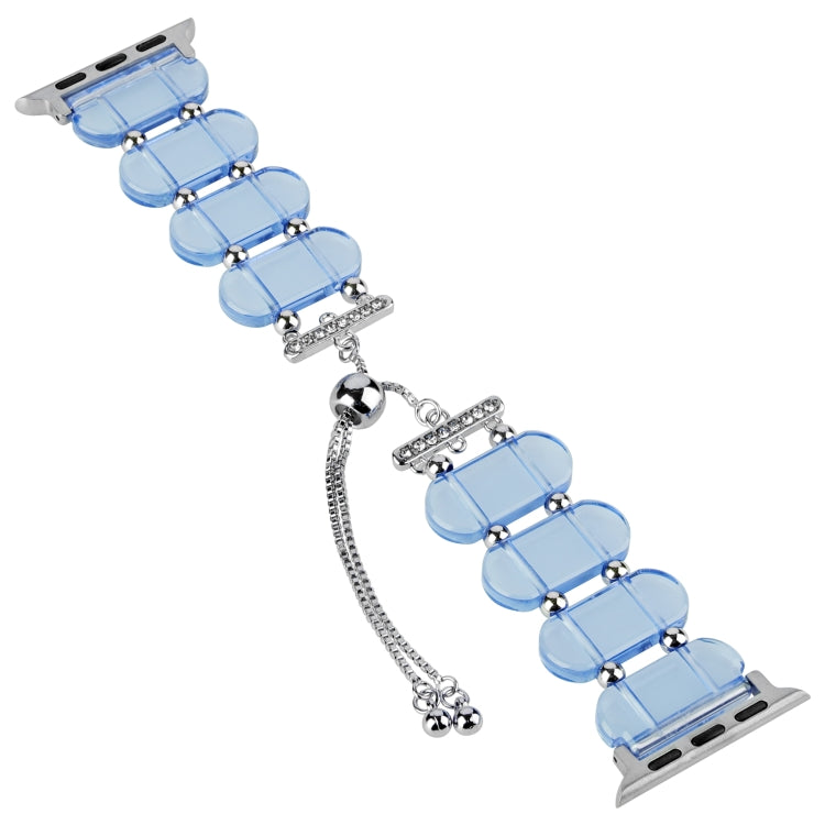 For Apple Watch Series 6 44mm Resin Retractable Chain Watch Band(Blue) - Watch Bands by PMC TechLife | Online Shopping South Africa | PMC TechLife