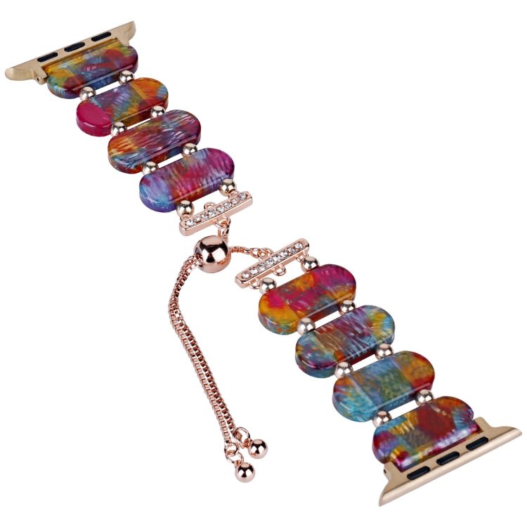 For Apple Watch Series 5 44mm Resin Retractable Chain Watch Band(Pearlescent Rainbow) - Watch Bands by PMC TechLife | Online Shopping South Africa | PMC TechLife