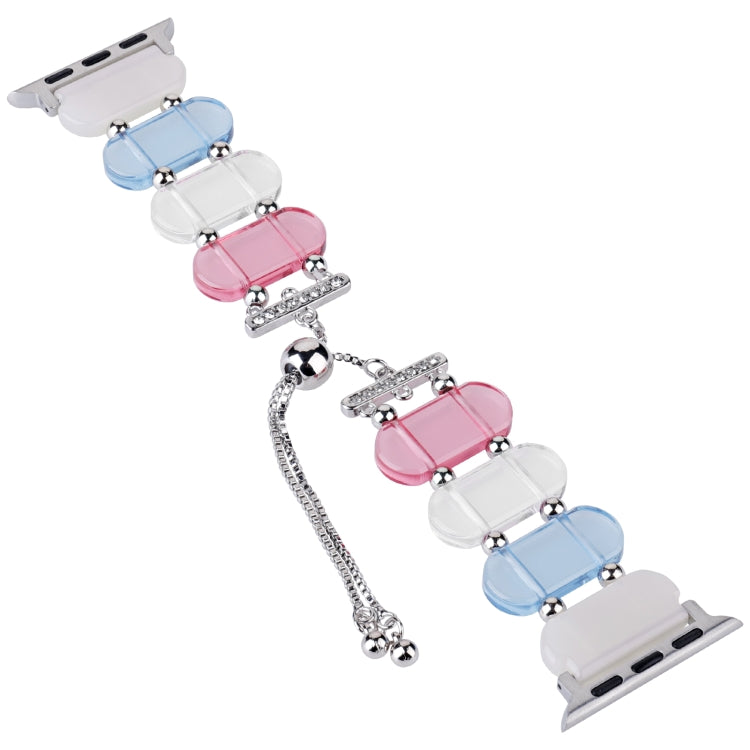 For Apple Watch Series 4 44mm Resin Retractable Chain Watch Band(Ice Blue) - Watch Bands by PMC TechLife | Online Shopping South Africa | PMC TechLife