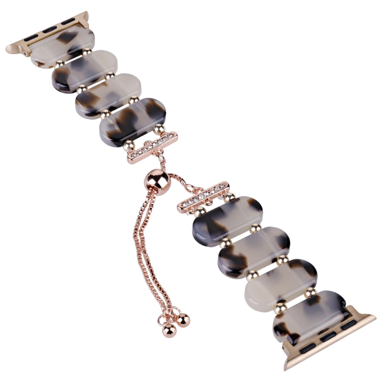 For Apple Watch Series 3 38mm Resin Retractable Chain Watch Band(Brown White) - Watch Bands by PMC TechLife | Online Shopping South Africa | PMC TechLife