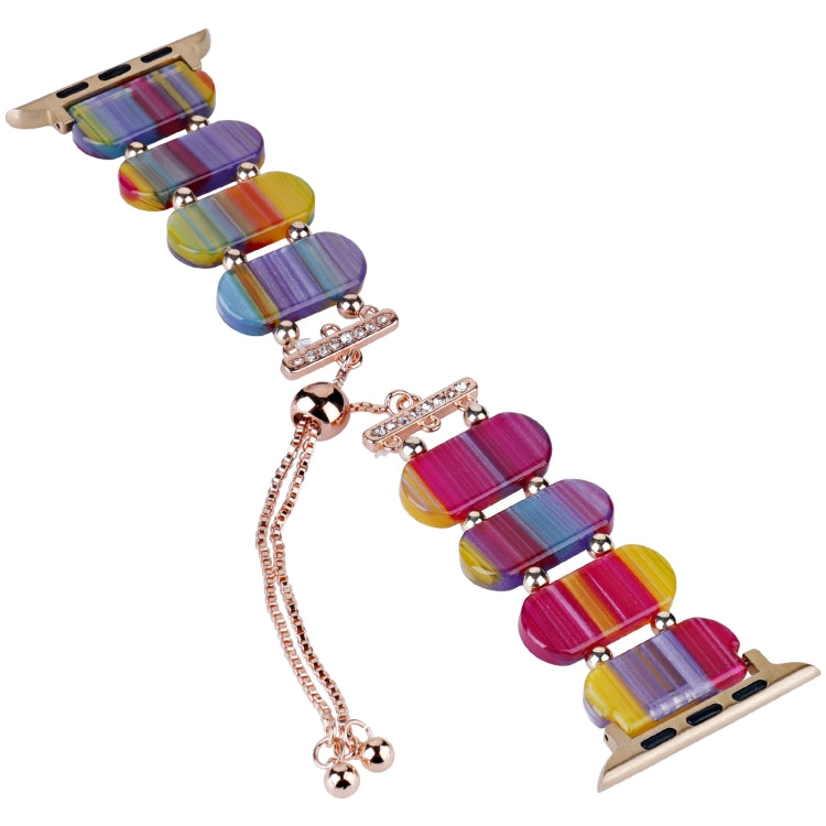 For Apple Watch Series 3 38mm Resin Retractable Chain Watch Band(Rainbow) - Watch Bands by PMC TechLife | Online Shopping South Africa | PMC TechLife