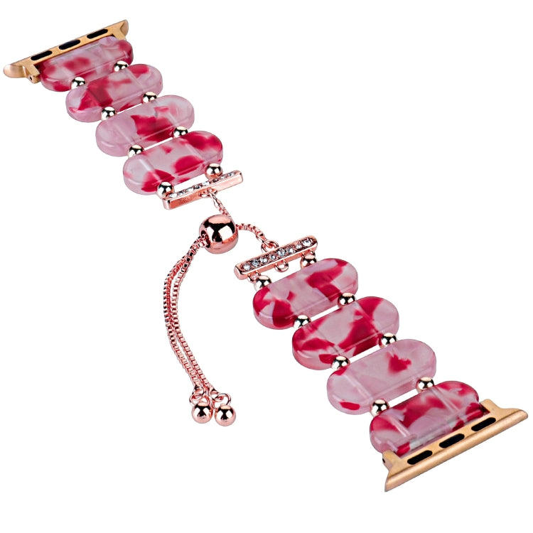 For Apple Watch Series 3 42mm Resin Retractable Chain Watch Band(Rose Red) - free shipping - PMC TechLife - Order now!