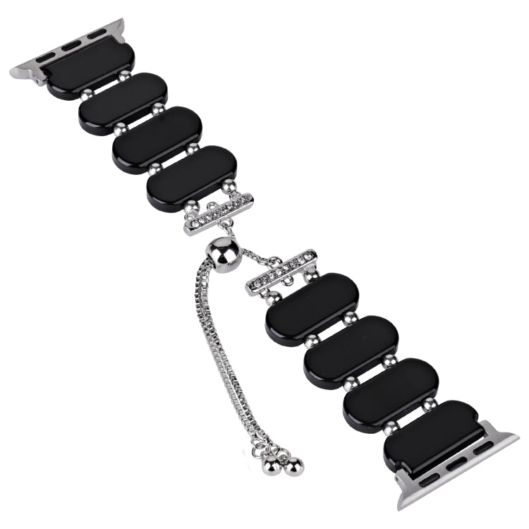 For Apple Watch Series 2 38mm Resin Retractable Chain Watch Band(Black) - Watch Bands by PMC TechLife | Online Shopping South Africa | PMC TechLife