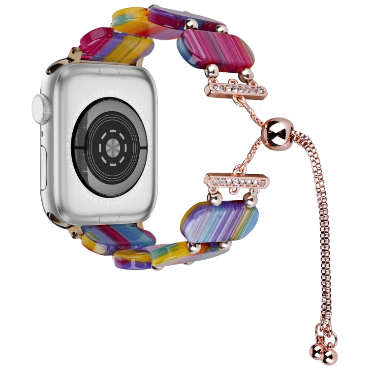 For Apple Watch 42mm Resin Retractable Chain Watch Band(Rainbow) - Watch Bands by PMC TechLife | Online Shopping South Africa | PMC TechLife