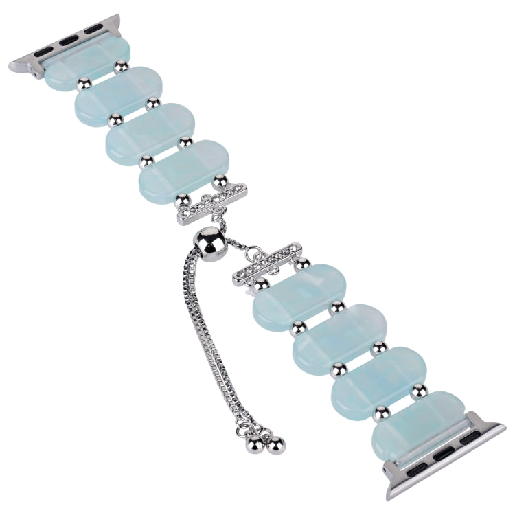 For Apple Watch 38mm Resin Retractable Chain Watch Band(Ice Blue) - Watch Bands by PMC TechLife | Online Shopping South Africa | PMC TechLife
