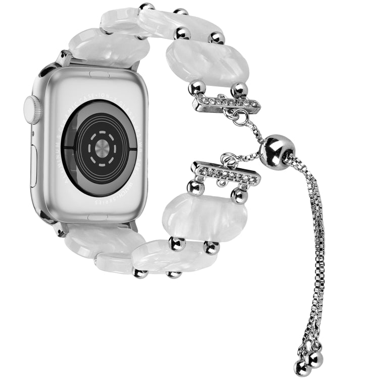 For Apple Watch 38mm Resin Retractable Chain Watch Band(Pearl White) - Watch Bands by PMC TechLife | Online Shopping South Africa | PMC TechLife
