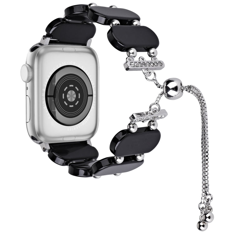 For Apple Watch 38mm Resin Retractable Chain Watch Band(Black) - Watch Bands by PMC TechLife | Online Shopping South Africa | PMC TechLife