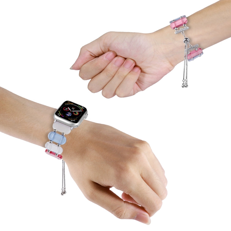 For Apple Watch SE 44mm Resin Retractable Chain Watch Band(Rainbow) - Watch Bands by PMC TechLife | Online Shopping South Africa | PMC TechLife