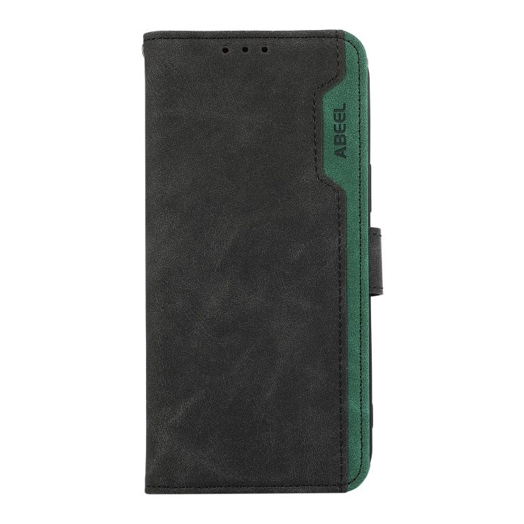For iPhone 16 Plus ABEEL Color Block Magnetic RFID Leather Phone Case(Black-Green) - iPhone 16 Plus Cases by PMC TechLife | Online Shopping South Africa | PMC TechLife | Buy Now Pay Later Mobicred