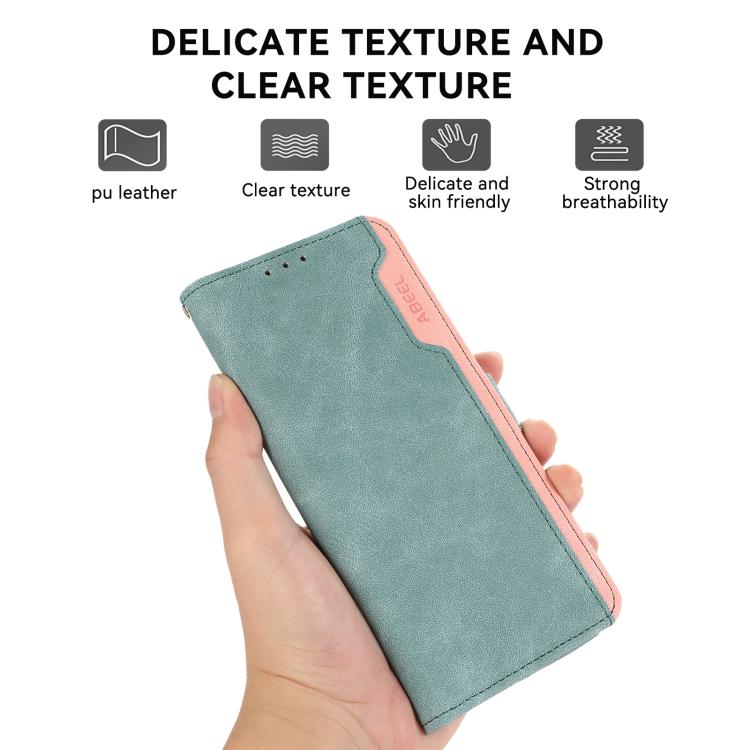 For iPhone 17 ABEEL Color Block Magnetic RFID Leather Phone Case(Cyan-Pink) - free shipping - PMc TechLife - Order now!