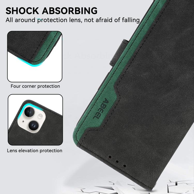 For iPhone 17 Pro ABEEL Color Block Magnetic RFID Leather Phone Case(Black-Green) - free shipping - PMc TechLife - Order now!
