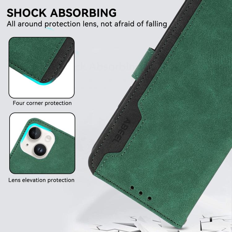 For iPhone 17 Pro ABEEL Color Block Magnetic RFID Leather Phone Case(Green-Black) - free shipping - PMc TechLife - Order now!