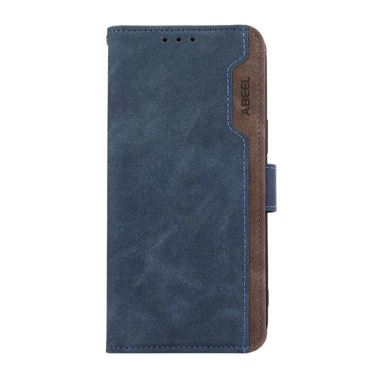 For iPhone 17 Pro Max ABEEL Color Block Magnetic RFID Leather Phone Case(Blue-Brown) - free shipping - PMc TechLife - Order now!
