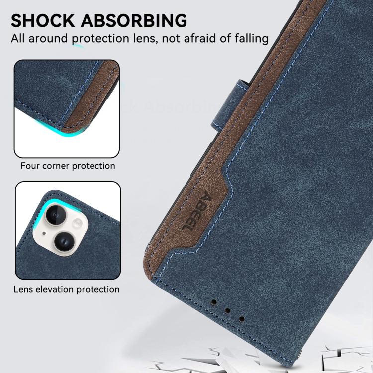 For iPhone 17 Pro Max ABEEL Color Block Magnetic RFID Leather Phone Case(Blue-Brown) - free shipping - PMc TechLife - Order now!