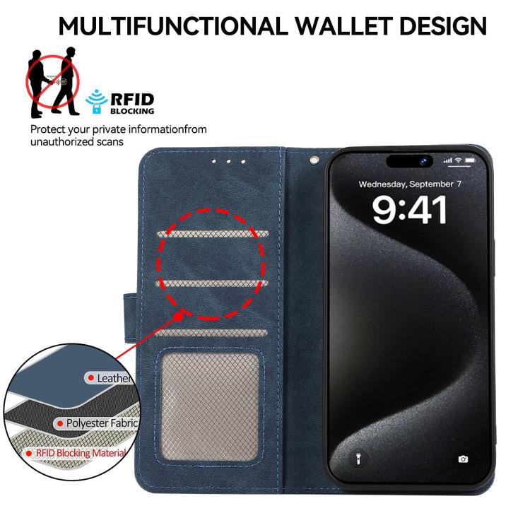 For iPhone 17 Pro Max ABEEL Color Block Magnetic RFID Leather Phone Case(Blue-Brown) - free shipping - PMc TechLife - Order now!