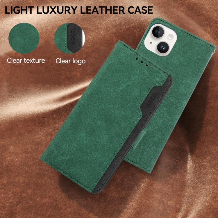 For iPhone 17 Pro Max ABEEL Color Block Magnetic RFID Leather Phone Case(Green-Black) - free shipping - PMc TechLife - Order now!