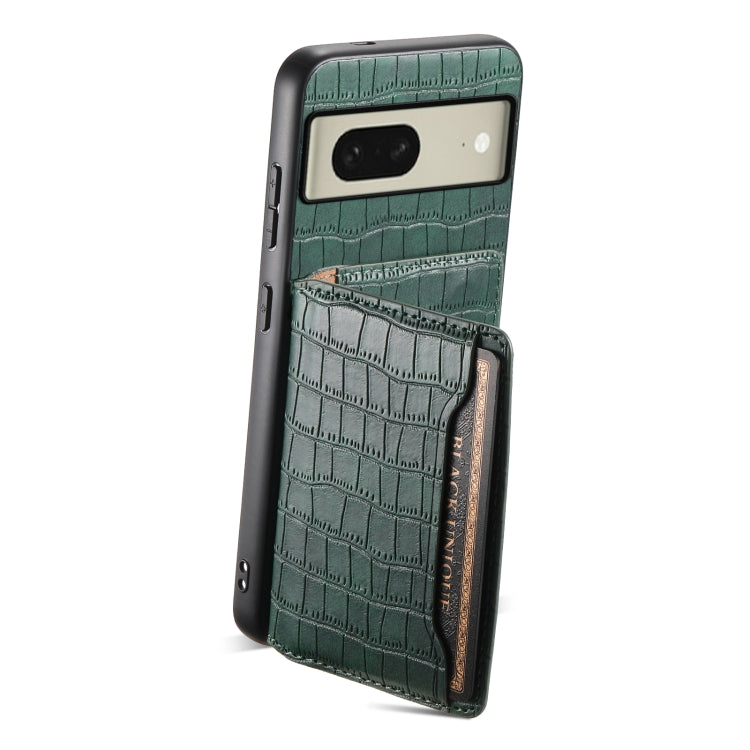 For Google Pixel 8 Crocodile Texture Card Bag Design Full Coverage Phone Case(Green) - Google Cases by PMC Jewellery | Online Shopping South Africa | PMC Jewellery | Buy Now Pay Later Mobicred