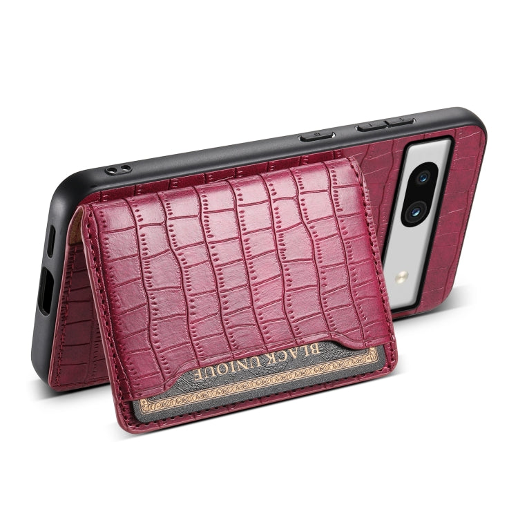 For Google Pixel 7a Crocodile Texture Card Bag Design Full Coverage Phone Case(Red) - Google Cases by PMC Jewellery | Online Shopping South Africa | PMC Jewellery | Buy Now Pay Later Mobicred