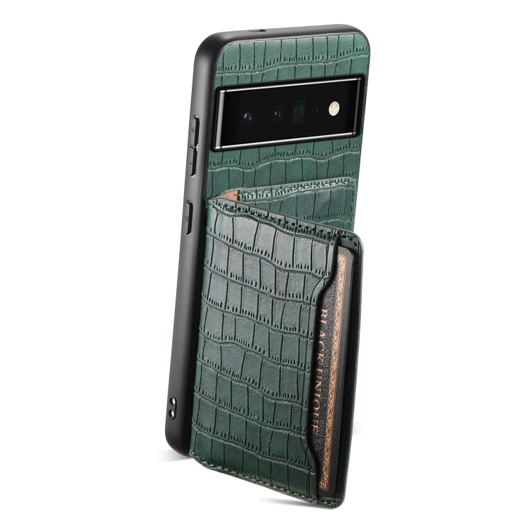 For Google Pixel 6 Pro Crocodile Texture Card Bag Design Full Coverage Phone Case(Green) - Google Cases by PMC Jewellery | Online Shopping South Africa | PMC Jewellery | Buy Now Pay Later Mobicred