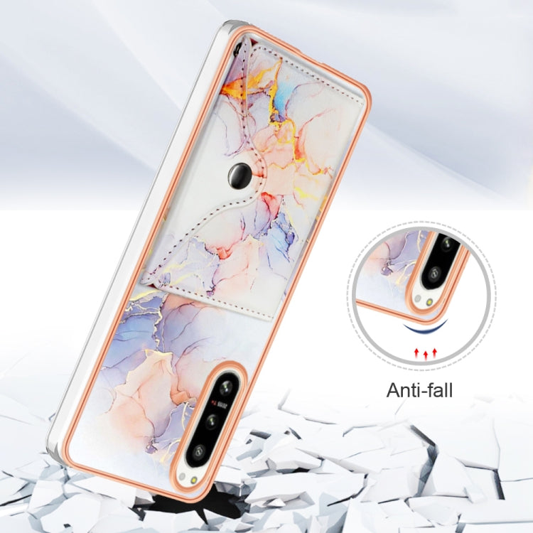 For Sony Xperia 5 IV Marble Pattern IMD Card Slot Phone Case(Galaxy Marble White) - Sony Cases by PMC TechLife | Online Shopping South Africa | PMC TechLife | Buy Now Pay Later Mobicred