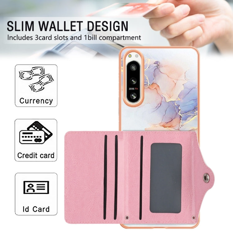 For Sony Xperia 5 IV Marble Pattern IMD Card Slot Phone Case(Galaxy Marble White) - Sony Cases by PMC TechLife | Online Shopping South Africa | PMC TechLife | Buy Now Pay Later Mobicred