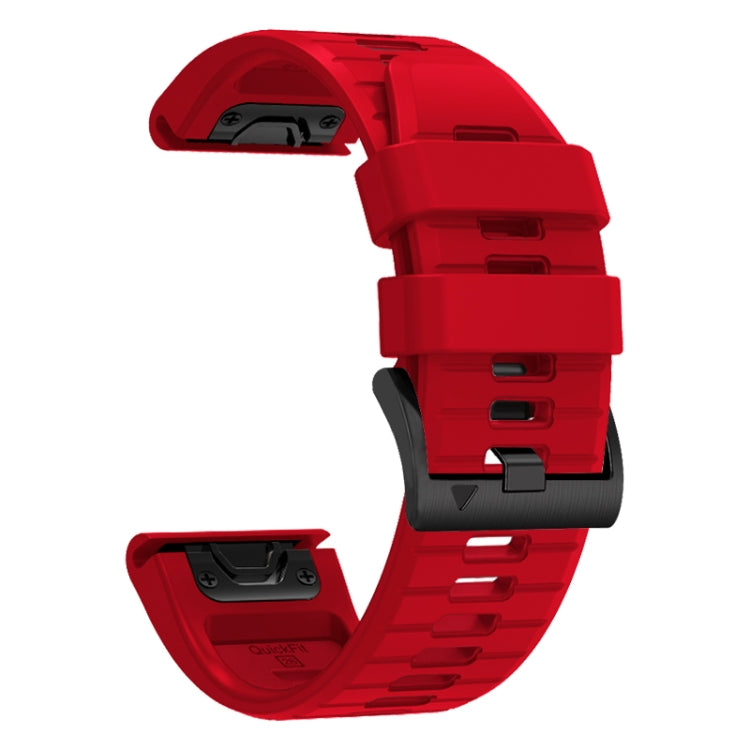 For Garmin Fenix 7X 26mm Solid Color Steel Buckle Silicone Quick Release Watch Band(Red) - Watch Bands by PMC TechLife | Online Shopping South Africa | PMC TechLife