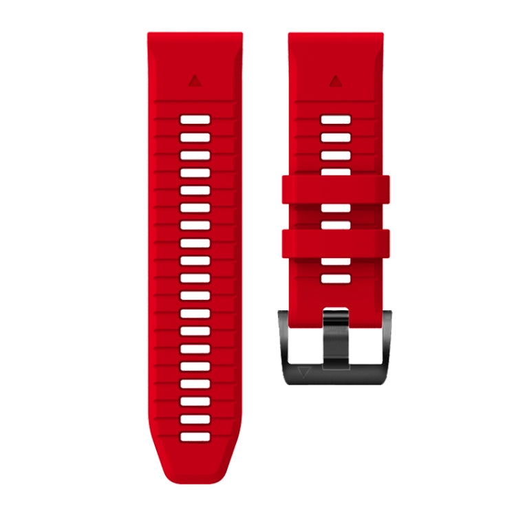 For Garmin Fenix 7X 26mm Solid Color Steel Buckle Silicone Quick Release Watch Band(Red) - Watch Bands by PMC Jewellery | Online Shopping South Africa | PMC Jewellery