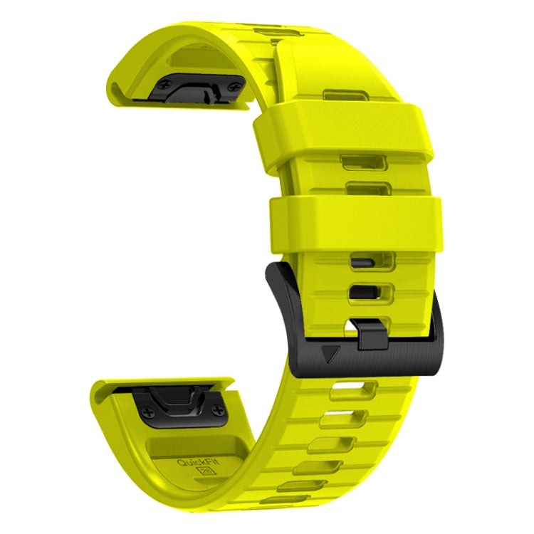 For Garmin Fenix 7X 26mm Solid Color Steel Buckle Silicone Quick Release Watch Band(Lime Green) - Watch Bands by PMC Jewellery | Online Shopping South Africa | PMC Jewellery