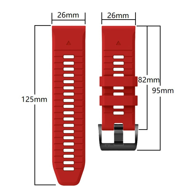 For Garmin Fenix 7X 26mm Solid Color Steel Buckle Silicone Quick Release Watch Band(Red) - Watch Bands by PMC Jewellery | Online Shopping South Africa | PMC Jewellery