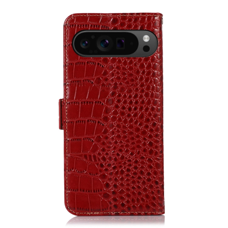 For Google Pixel 9 Pro Crocodile Top Layer Cowhide Leather Phone Case(Red) - Google Cases by PMC Jewellery | Online Shopping South Africa | PMC Jewellery | Buy Now Pay Later Mobicred