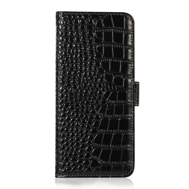 For Google Pixel 9a Crocodile Top Layer Cowhide Leather Phone Case(Black) - Google Cases by PMC TechLife | Online Shopping South Africa | PMC TechLife | Buy Now Pay Later Mobicred