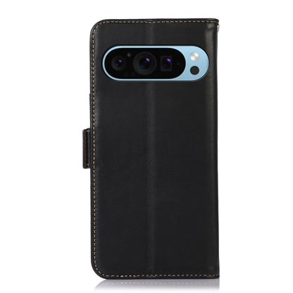 For Google Pixel 9 Crazy Horse Top Layer Cowhide Leather Phone Case(Black) - Google Cases by PMC Jewellery | Online Shopping South Africa | PMC Jewellery | Buy Now Pay Later Mobicred