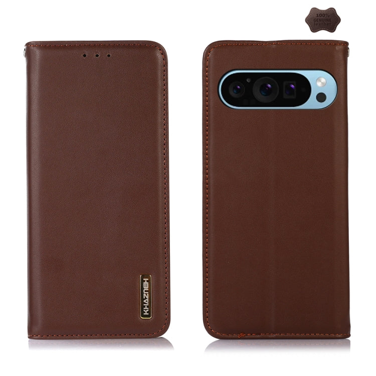 For Google Pixel 9 KHAZNEH Nappa Top Layer Cowhide Leather Phone Case(Brown) - Google Cases by PMC Jewellery | Online Shopping South Africa | PMC Jewellery | Buy Now Pay Later Mobicred