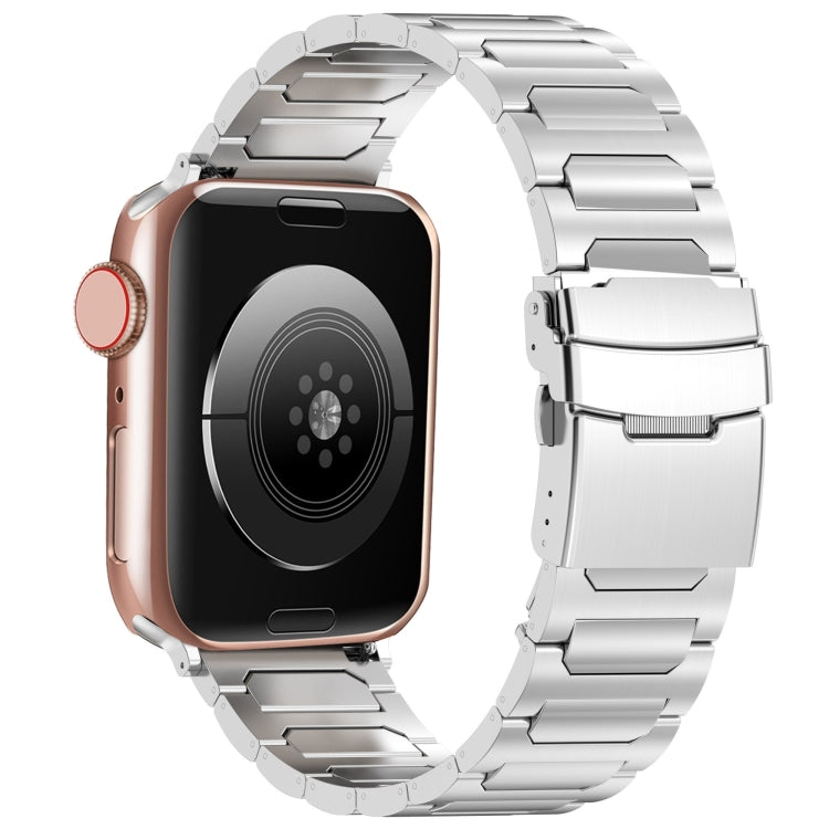For Apple Watch Series 7 41mm I-Shaped Titanium Metal Watch Band(Mirror Silver) - Watch Bands by PMC TechLife | Online Shopping South Africa | PMC TechLife