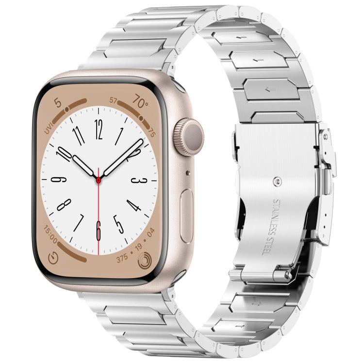 For Apple Watch Series 7 41mm I-Shaped Titanium Metal Watch Band(Silver) - Watch Bands by PMC TechLife | Online Shopping South Africa | PMC TechLife
