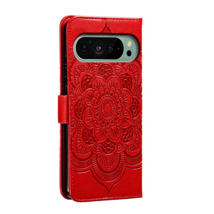 For Google Pixel 9 Sun Mandala Embossing Pattern Phone Leather Case(Red) - Google Cases by PMC Jewellery | Online Shopping South Africa | PMC Jewellery | Buy Now Pay Later Mobicred