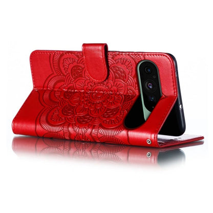 For Google Pixel 9 Sun Mandala Embossing Pattern Phone Leather Case(Red) - Google Cases by PMC Jewellery | Online Shopping South Africa | PMC Jewellery | Buy Now Pay Later Mobicred