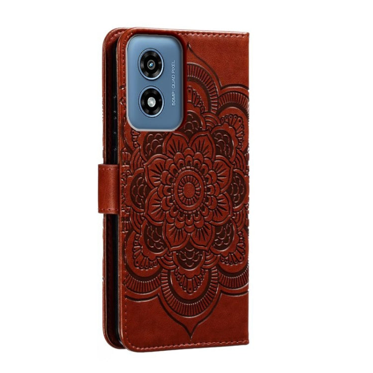 For Motorola Moto G Play 2024 Sun Mandala Embossing Pattern Phone Leather Case(Brown) - Motorola Cases by PMC Jewellery | Online Shopping South Africa | PMC Jewellery | Buy Now Pay Later Mobicred