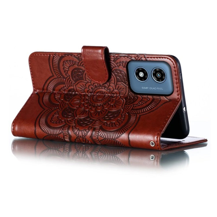 For Motorola Moto G Play 2024 Sun Mandala Embossing Pattern Phone Leather Case(Brown) - Motorola Cases by PMC Jewellery | Online Shopping South Africa | PMC Jewellery | Buy Now Pay Later Mobicred