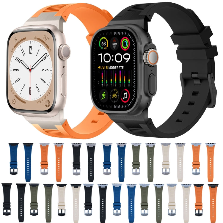 For Apple Watch SE 44mm Loners Liquid Silicone Watch Band(Sliver Orange) - Watch Bands by PMC TechLife | Online Shopping South Africa | PMC TechLife
