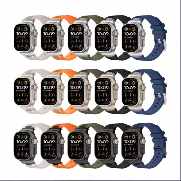 For Apple Watch SE 44mm Loners Liquid Silicone Watch Band(Silver Midnight Blue) - Watch Bands by PMC TechLife | Online Shopping South Africa | PMC TechLife | Buy Now Pay Later Mobicred