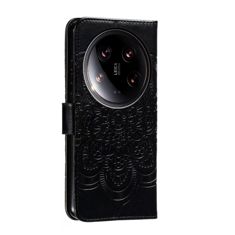 For Xiaomi 14 Ultra Sun Mandala Embossing Pattern Phone Leather Case(Black) - free shipping - PMC TechLife - Order now!