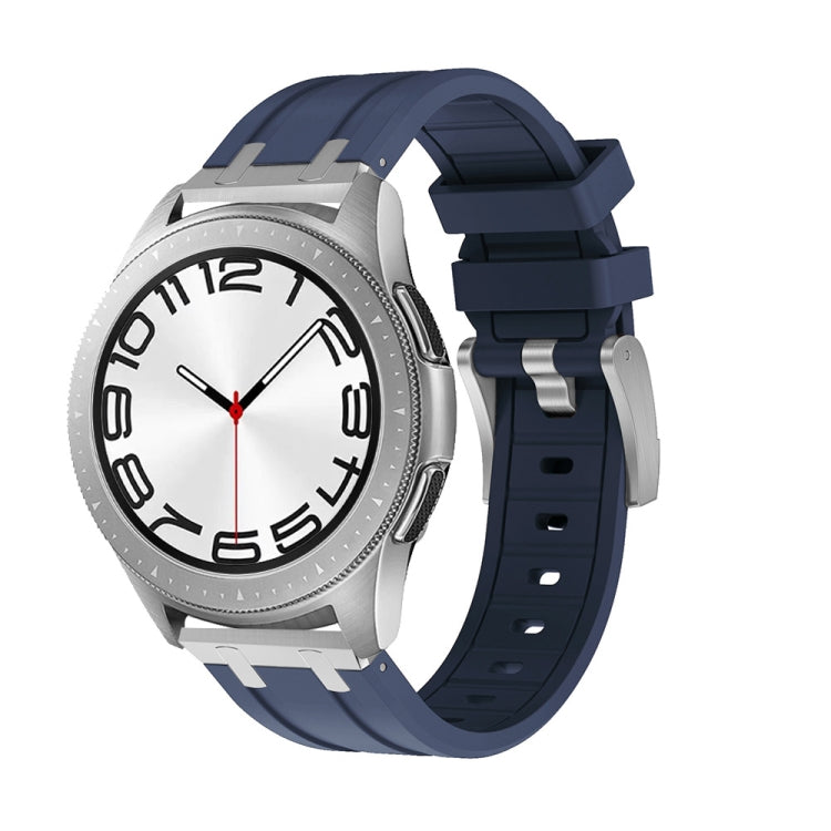22mm Flat Head Silicone Watch Band(Silver Blue) - 22mm Bands by PMC TechLife | Online Shopping South Africa | PMC TechLife