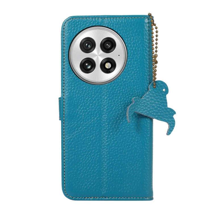 For OnePlus 13 Genuine Leather Litchi Texture RFID Leather Phone Case(Blue) - OnePlus Cases by PMC TechLife | Online Shopping South Africa | PMC TechLife | Buy Now Pay Later Mobicred