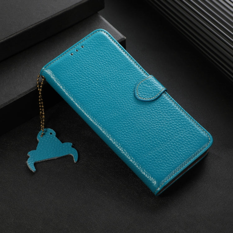 For Google Pixel 10 / 9 Genuine Leather Litchi Texture RFID Leather Phone Case(Blue) - Google Cases by PMC TechLife | Online Shopping South Africa | PMC TechLife | Buy Now Pay Later Mobicred
