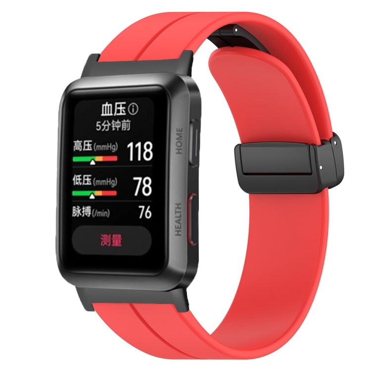 For Huawei Watch D Solid Color Folding Magnetic Buckle Silicone Watch Band(Red) - Watch Bands by PMC TechLife | Online Shopping South Africa | PMC TechLife