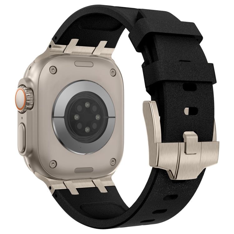 For Apple Watch SE 2023 44mm Stone Grain Liquid Silicone Watch Band(Titanium Black) - Watch Bands by PMC TechLife | Online Shopping South Africa | PMC TechLife