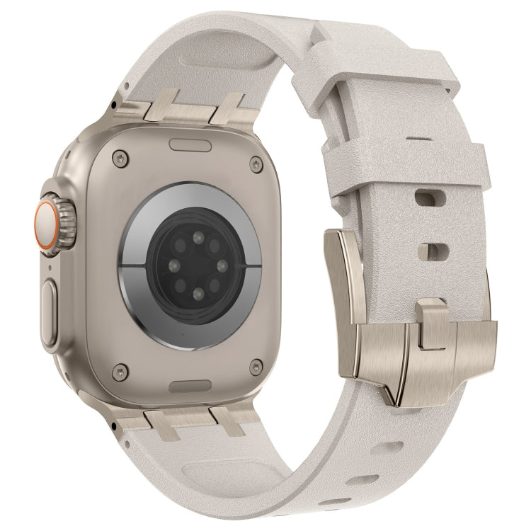 For Apple Watch SE 2023 44mm Stone Grain Liquid Silicone Watch Band(Titanium Starlight) - Watch Bands by PMC TechLife | Online Shopping South Africa | PMC TechLife