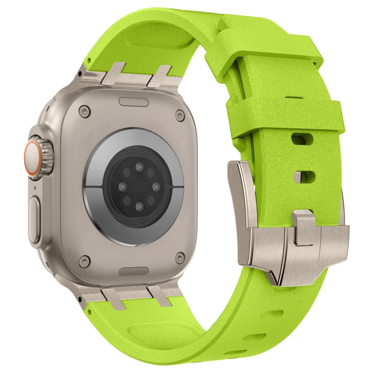 For Apple Watch Ultra 2 49mm Stone Grain Liquid Silicone Watch Band(Titanium Green) - Watch Bands by PMC TechLife | Online Shopping South Africa | PMC TechLife